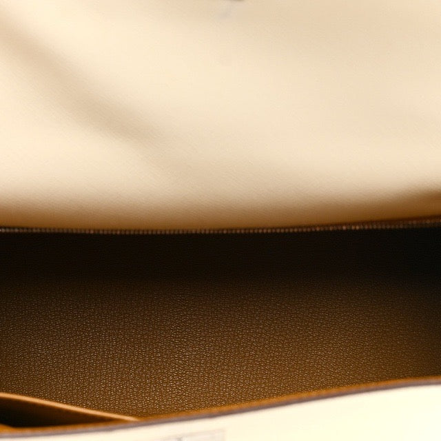 HERMES KELLY 28 SELLIER VERSO NATA OCRE EPSOM SILVER HARDWARE