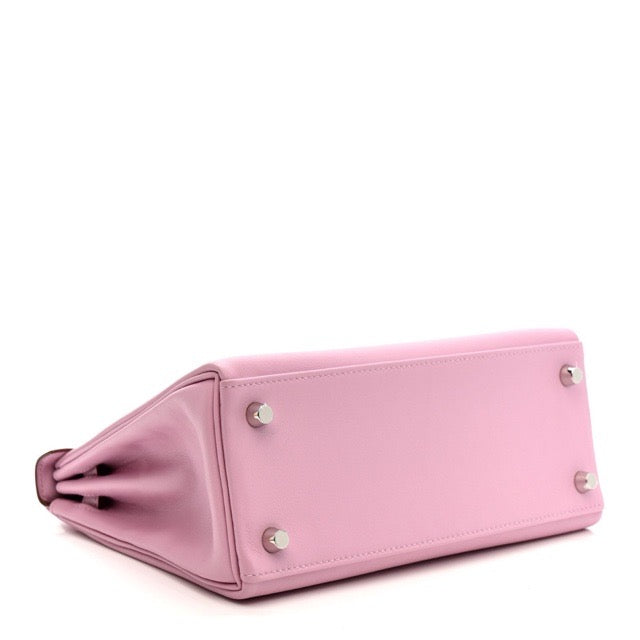 HERMES KELLY 25 RETOURNE MAUVE SYLVESTRE SWIFT SILVER HARDWARE