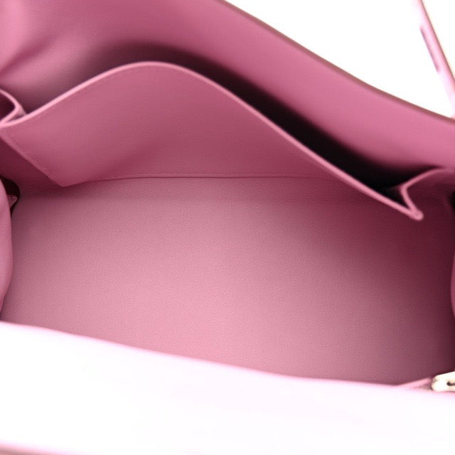 HERMES KELLY 25 RETOURNE MAUVE SYLVESTRE SWIFT SILVER HARDWARE