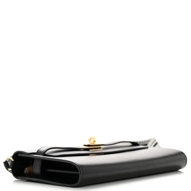 HERMES KELLY LONG WALLET TO GO CAVALE BLACK EVERCOLOR GOLD HARDWARE
