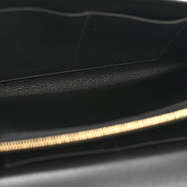 HERMES KELLY LONG WALLET TO GO CAVALE BLACK EVERCOLOR GOLD HARDWARE