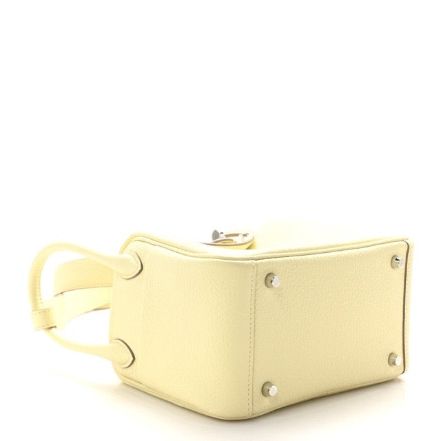 HERMES MINI LINDY 20 VERSO JAUNE MILTON BETON TAURILLON CLEMENCE GOLD HARDWARE