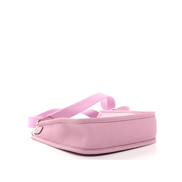 HERMES MINI EVELYNE TPM SHOULDER BAG MAUVE SYLVESTRE TAURILLON CLEMENCE SILVER HARDWARE