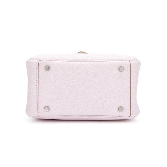 HERMES MINI LINDY 20 VERSO MAUVE PALE NEW WHITE TAURILLON CLEMENCE SILVER HARDWARE