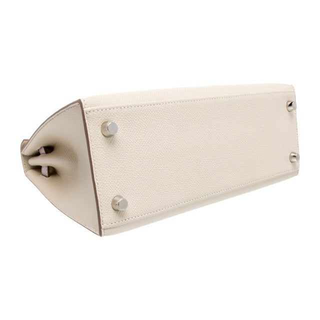 HERMES KELLY 25 SELLIER TRI-COLOR CRAIE GOLD MAUVE PALE EPSOM SILVER HARDWARE