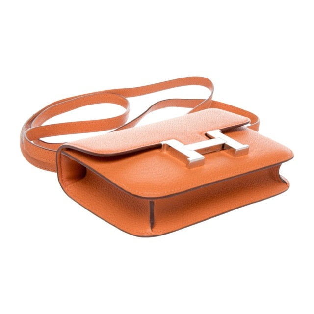 HERMES MICRO CONSTANCE 14 ORANGE EPSOM SILVER HARDWARE