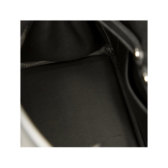 HERMES LIMITED EDITION BIRKIN SHADOW 25 BLACK NOIR SWIFT SILVER HARDWARE