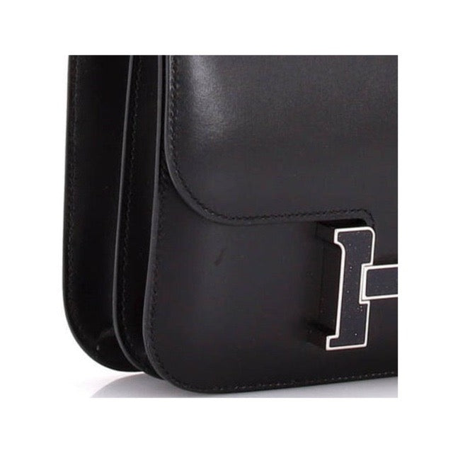 HERMES MINI CONSTANCE 18 BLACK BOX CALFSKIN AVENTURINE SILVER HARDWARE