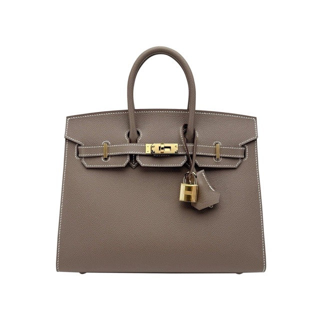 HERMES BIRKIN 25 SELLIER ETOUPE EPSOM GOLD HARDWARE