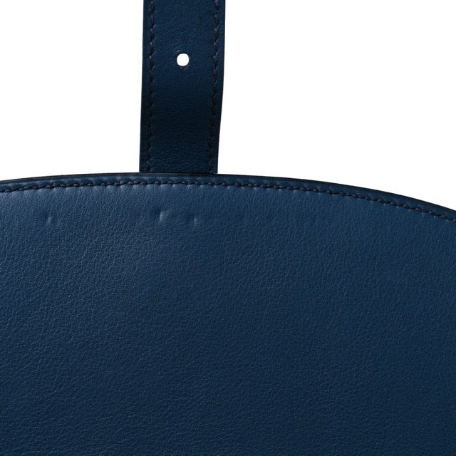 HERMES FISHING BASKET PICNIC BASKET SHOULDER BAG BLEU DE PRUSSE SWIFT WICKER SILVER HARDWARE