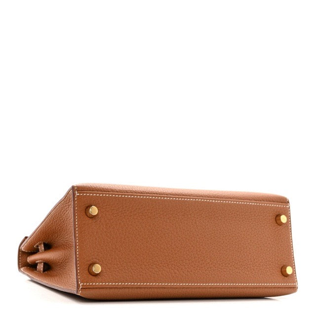 HERMES KELLY 25 SELLIER HSS PERSONAL ORDER VERSO GOLD CAPUCINE TOGO GOLD HARDWARE