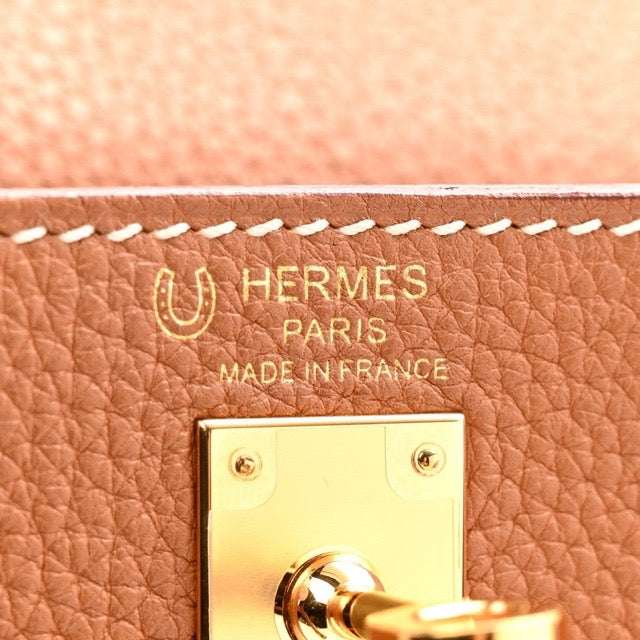 HERMES KELLY 25 SELLIER HSS PERSONAL ORDER VERSO GOLD CAPUCINE TOGO GOLD HARDWARE