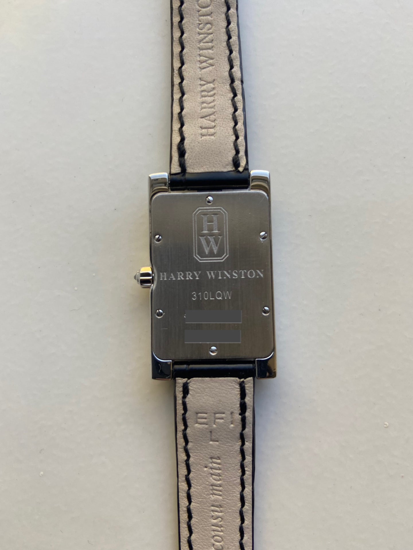 HARRY WINSTON AVENUE CLASSIC DIAMOND 18K WHITE GOLD MOTHER OF PEARL MATTE BLACK ALLIGATOR STRAP