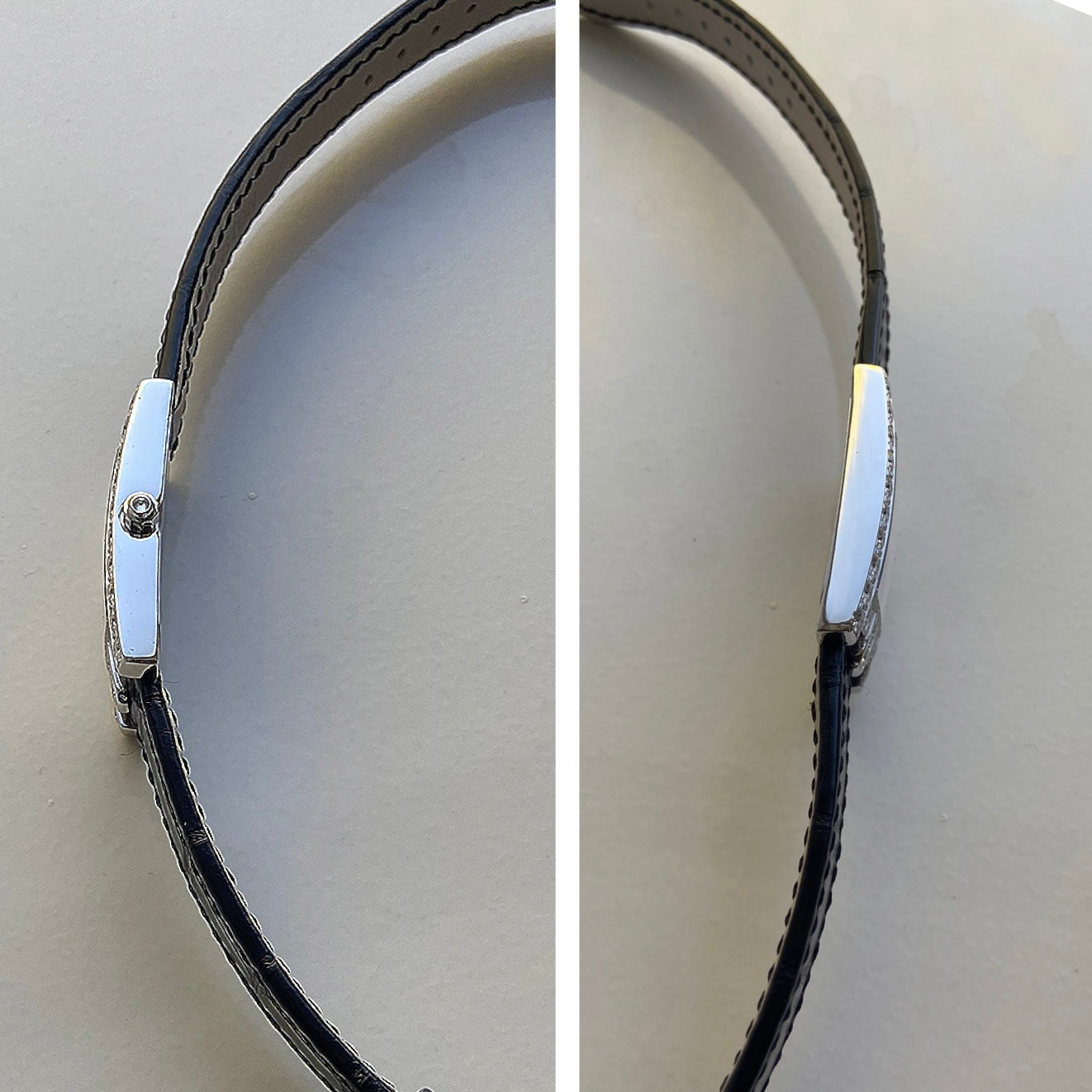 HARRY WINSTON AVENUE CLASSIC DIAMOND 18K WHITE GOLD MOTHER OF PEARL MATTE BLACK ALLIGATOR STRAP