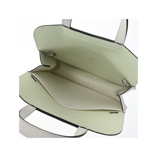 HERMES HALZAN 25 VERSO NEW WHITE VERT FIZZ TAURILLON CLEMENCE SILVER HARDWARE