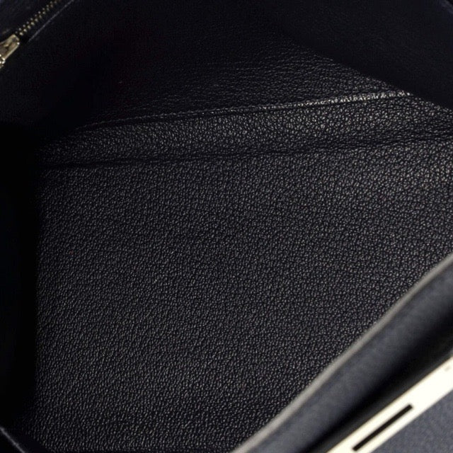 HERMES KELLY 28 RETOURNE BLEU NUIT TOGO SILVER HARDWARE