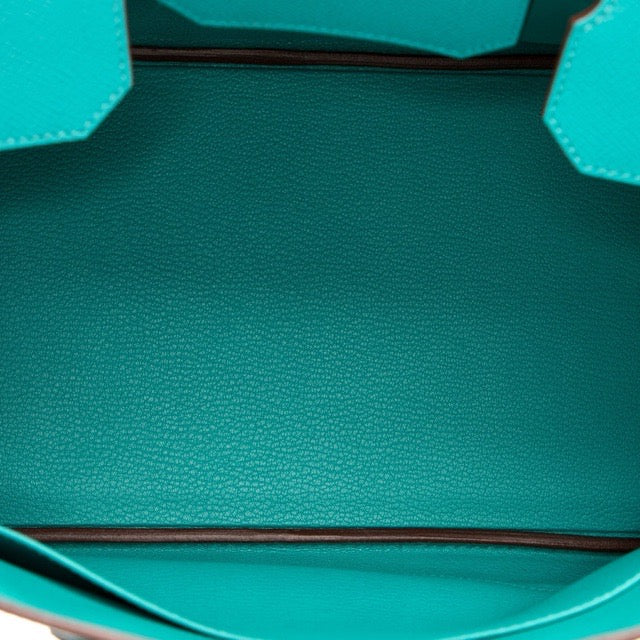 Hermes Birkin 35 Bleu Paon Epsom Silver Hardware
