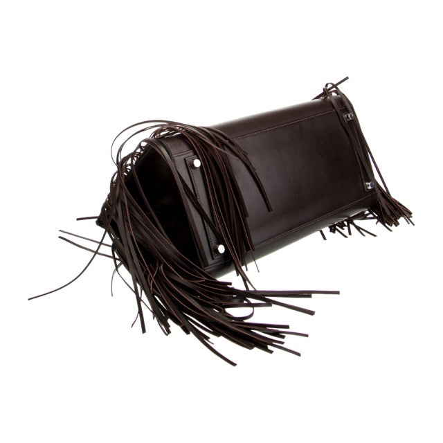 Hermes Birkin 35 Sellier Anate Fringed Ebene Evergrain Silver Hardware