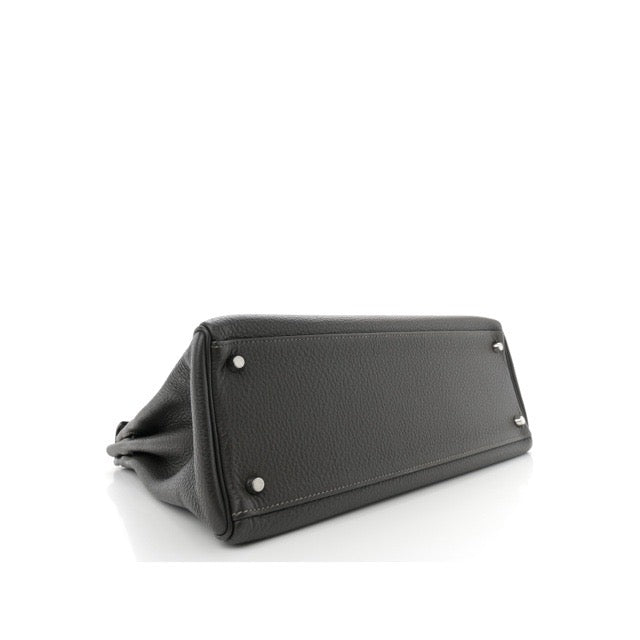 HERMES KELLY 35 RETOURNE GRAPHITE TAURILLON CLEMENCE SILVER HARDWARE