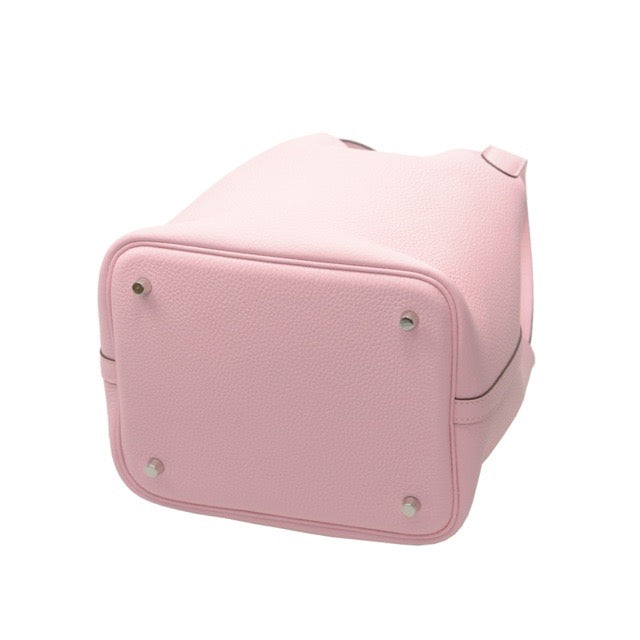 HERMES PICOTIN LOCK 22 PM ROSE SAKURA TAURILLON CLEMENCE SILVER HARDWARE