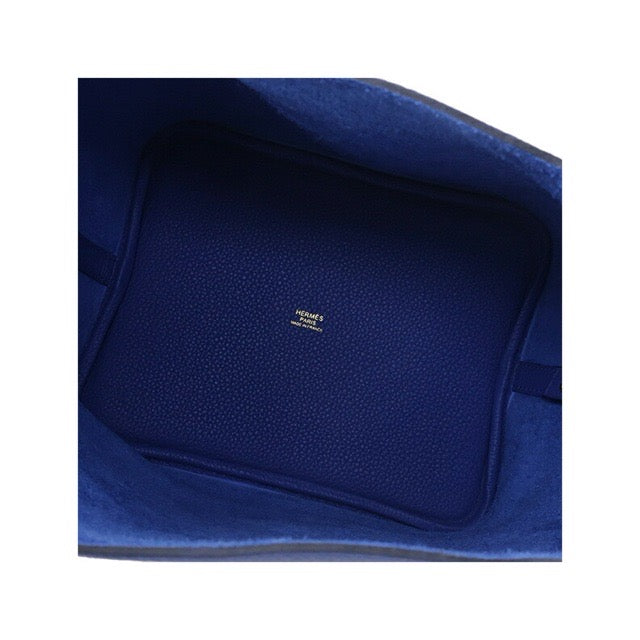 HERMES PICOTIN LOCK 22 MM BLEU ROYAL TAURILLON MAURICE GOLD HARDWARE