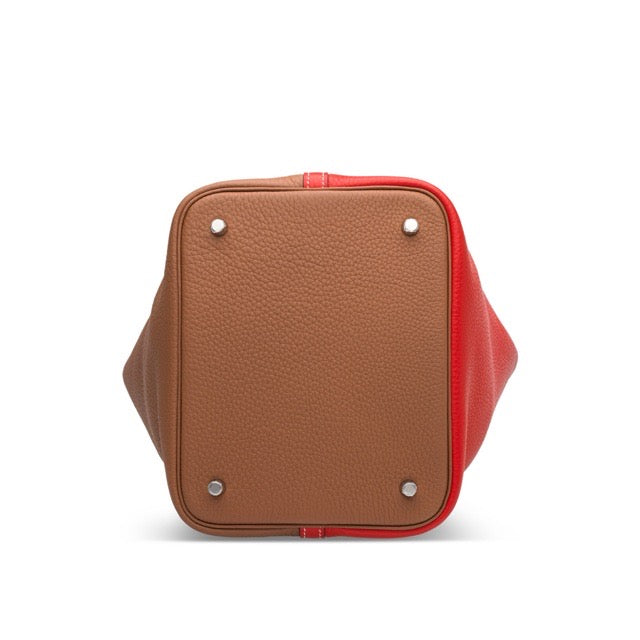 HERMES PICOTIN LOCK 22 MM CASAQUE GOLD ROUGE DE COEUR TAURILLON CLEMENCE SILVER HARDWARE