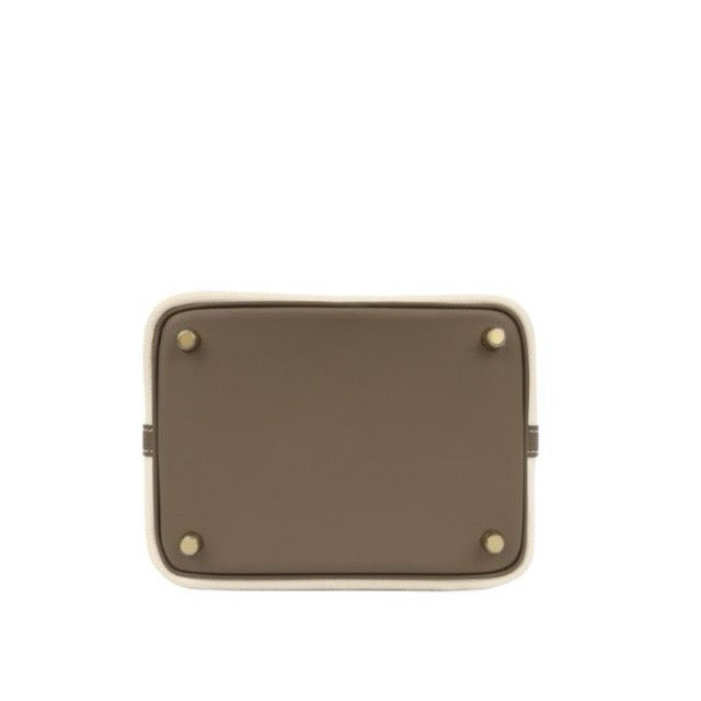 HERMES PICOTIN LOCK 18 PM CARGO ETOUPE ECRU TOILE SWIFT GOLD HARDWARE
