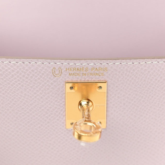HERMES MINI KELLY 2 SELLIER 20 SPECIAL ORDER PERSONAL ORDER MAUVE PALE CRAIE EPSOM GOLD HARDWARE HSS