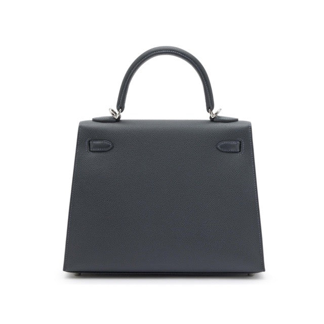 HERMES KELLY 25 SELLIER CASAQUE ETOILE ARDOISE BLACK EPSOM SILVER HARDWARE