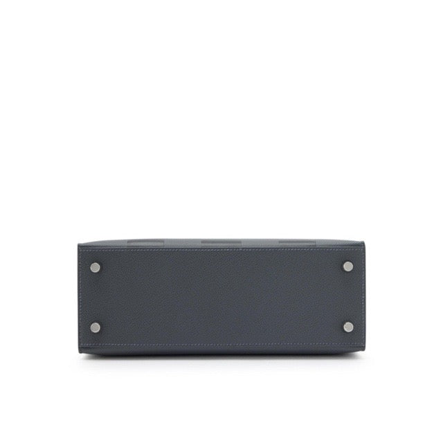 HERMES KELLY 25 SELLIER CASAQUE ETOILE ARDOISE BLACK EPSOM SILVER HARDWARE