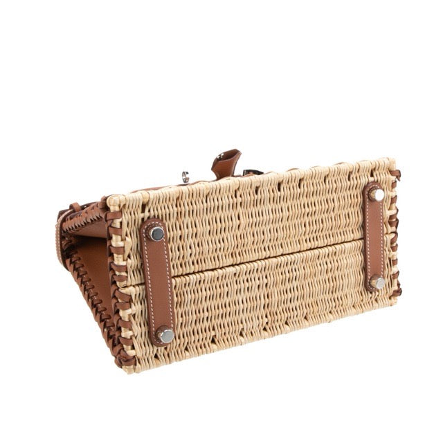 エルメス バーキン25 ピクニック ストライプ カゴバッグ ゴールド スイフト ラタン シルバー金具 HERMES BIRKIN 25 PICNIC STRIPS GOLD SWIFT RATTAN SILVER HARDWARE