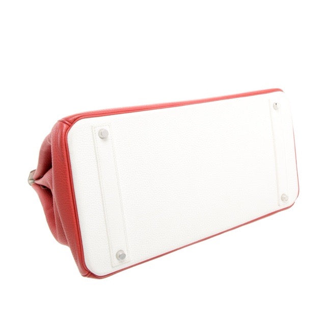 HERMES BIRKIN 40 ECLAT SANGUINE BLANC WHITE TAURILLON CLEMENCE SILVER HARDWARE