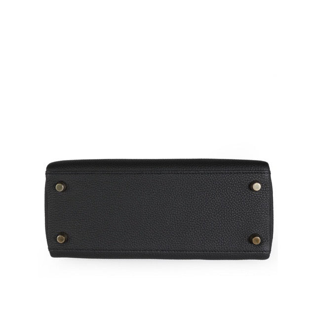 HERMES KELLY 25 RETOURNE BLACK TOGO GOLD HARDWARE