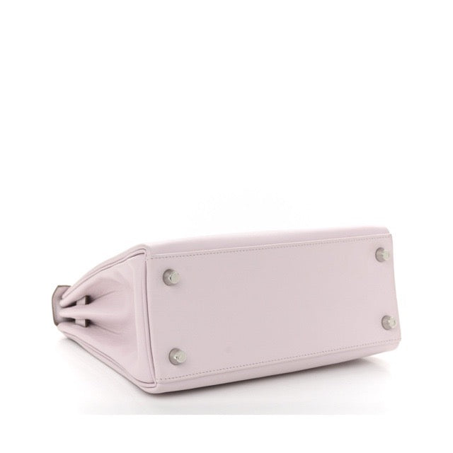 HERMES KELLY 25 RETOURNE MAUVE PALE SWIFT SILVER HARDWARE