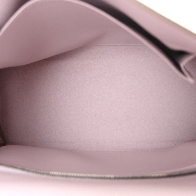 HERMES KELLY 25 RETOURNE MAUVE PALE SWIFT SILVER HARDWARE