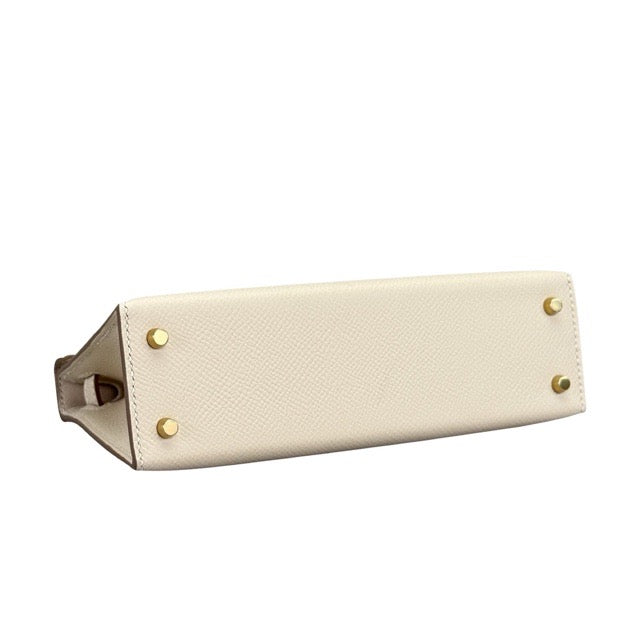 HERMES MINI KELLY 2 SELLIER 20 CRAIE EPSOM GOLD HARDWARE