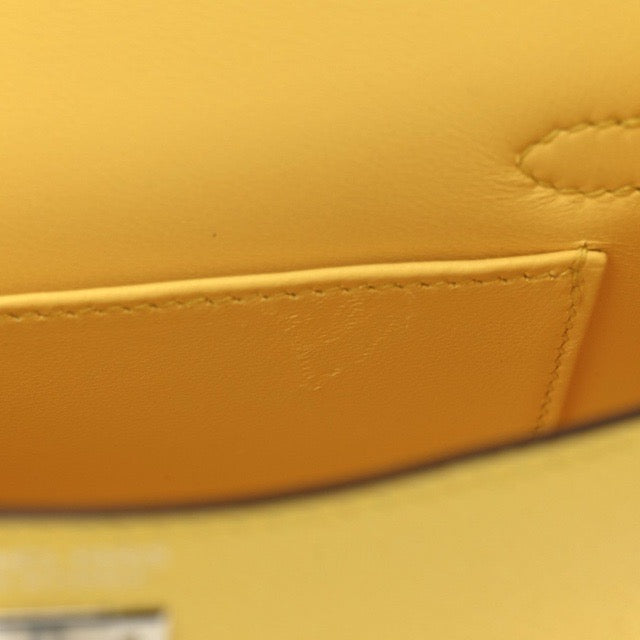 HERMES MINI KELLY 2 SELLIER 20 JAUNE MANGO EPSOM SILVER HARDWARE