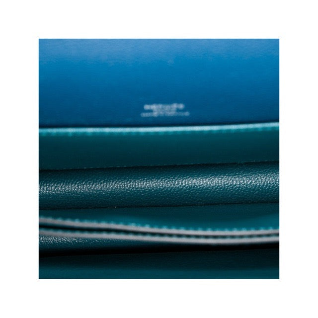 HERMES MINI SAC ROULIS VERSO DEEP BLEU VERT BOSPHORE EVERCOLOR SILVER HARDWARE