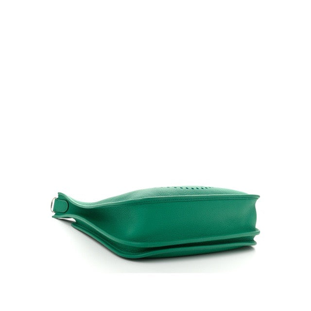 HERMES EVELYN PM SHOULDER BAG VERT JADE TAURILLON MAURICE SILVER HARDWARE