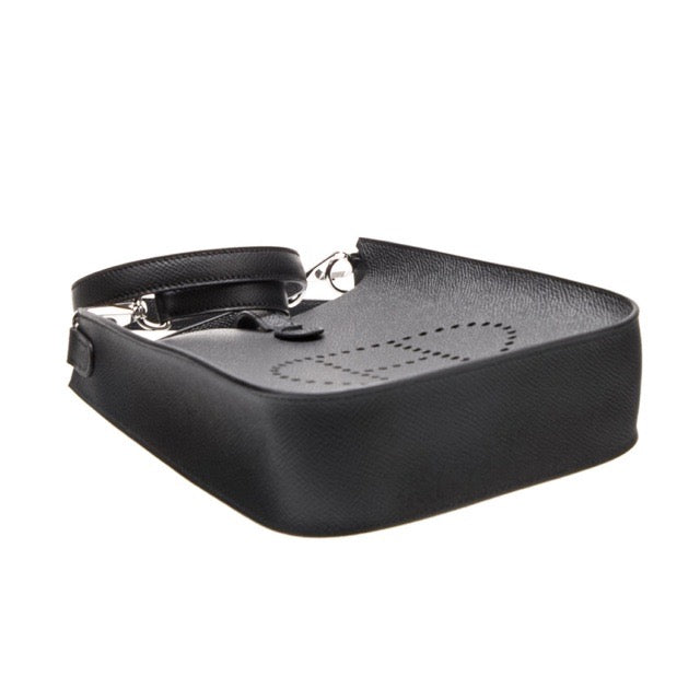 HERMES MINI EVELYNE TPM SELLIER BLACK EPSOM SILVER HARDWARE