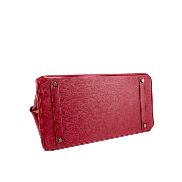 HERMES BIRKIN 40 ROUGE VIF ARDENNES GOLD HARDWARE