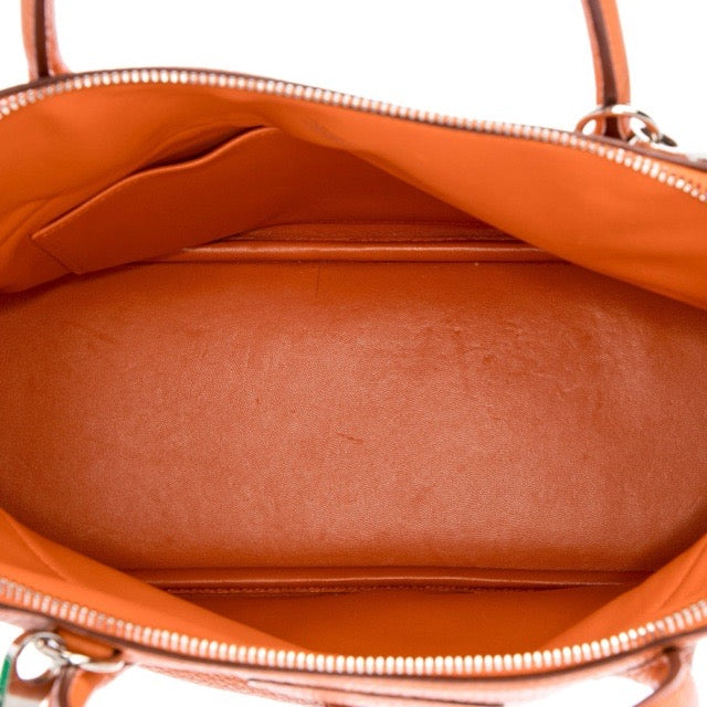 HERMES BOLIDE 31 ORANGE D'H CLEMENCE SILVER HARDWARE