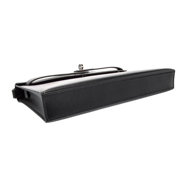 HERMES KELLY ELAN CHEVAL DE BOIS BLACK NOIR TADELAKT SILVER HARDWARE