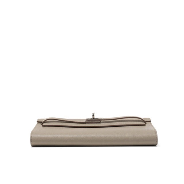 HERMES KELLY WALLET TO GO LONG WALLET BETON EVERCOLOR SILVER HARDWARE
