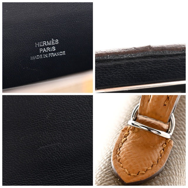 HERMES KELLY MINI 2 SELLIER 20 CASAQUE ETOUPE SESAME BLEU INDIGO EPSOM SILVER HARDWARE