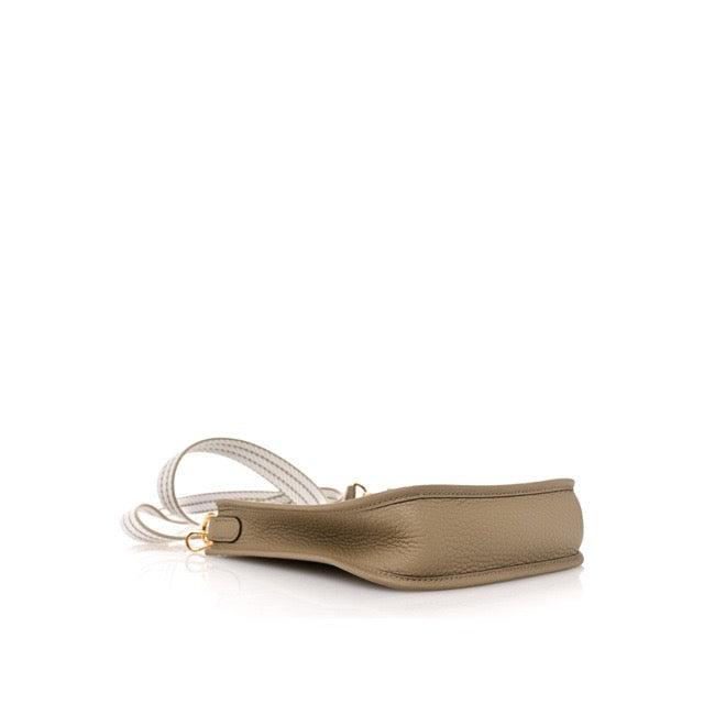 HERMES MINI EVELYN TPM SANGLE CORDAGE SHOULDER BAG BEIGE MARFA TAURILLON CLEMENCE GOLD HARDWARE