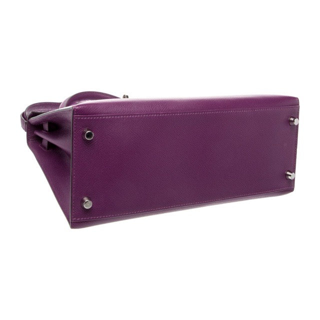 HERMES KELLY 28 ANEMONE EPSOM SILVER HARDWARE
