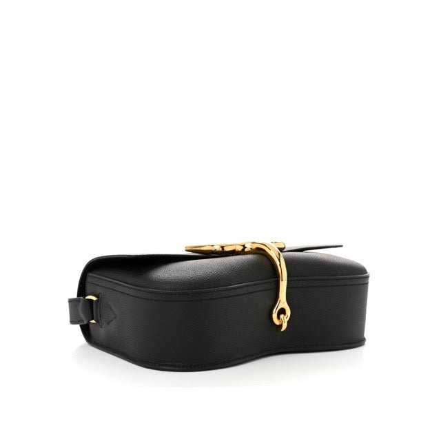 HERMES DELLA CAVALLERIA ELAN SHOULDER BAG BLACK EPSOM GOLD HARDWARE