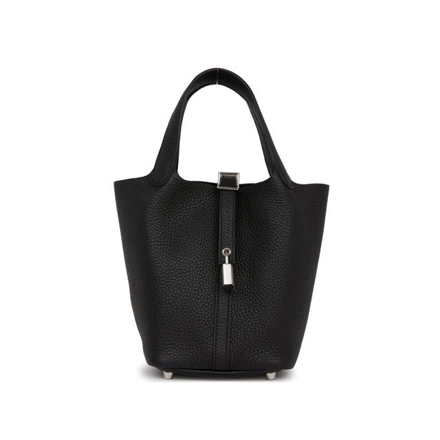 HERMES マイクロピコタンロック黒 アリゲーターシルバー金具新品 