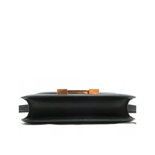 HERMES CONSTANCE 1-24 BLACK TADELAKT ROSE GOLD PINK GOLD HARDWARE